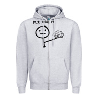 Heather Grey Plz Use It Text Graphic Zipper Hoodie - artisFamous