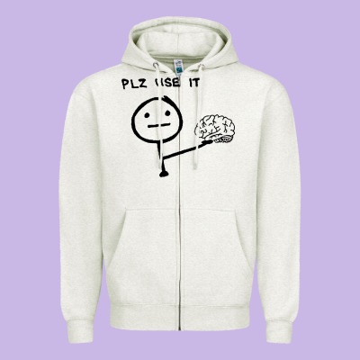 Plz Use It Text Graphic Zipper Hoodie Designed By Artisfamous