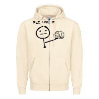 Sandshell Plz Use It Text Graphic Zipper Hoodie - artisFamous