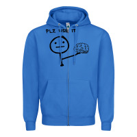 True Royal Plz Use It Text Graphic Zipper Hoodie - artisFamous