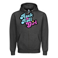 Charcoal Heather rock n roll girl Zipper Hoodie - artisFamous