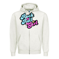 Oatmeal Heather rock n roll girl Zipper Hoodie - artisFamous