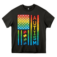 Asphalt Autism American Flag Heavy Core Tee - CowGirlArtShop