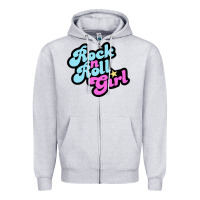 Heather Grey rock n roll girl Zipper Hoodie - artisFamous
