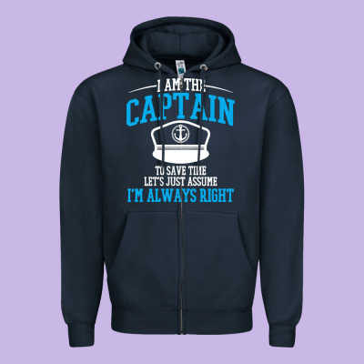 Captain Funny Boating Sailing Zipper Hoodie Designed By Artisfamous