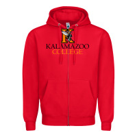Red Kalamazoo College Zipper Hoodie - artisFamous