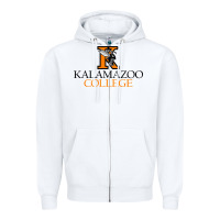 White Kalamazoo College Zipper Hoodie - artisFamous