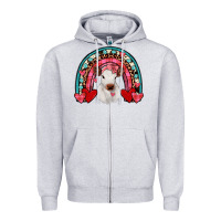 Heather Grey valentines heifer rainbow Zipper Hoodie - JahusDesignShop
