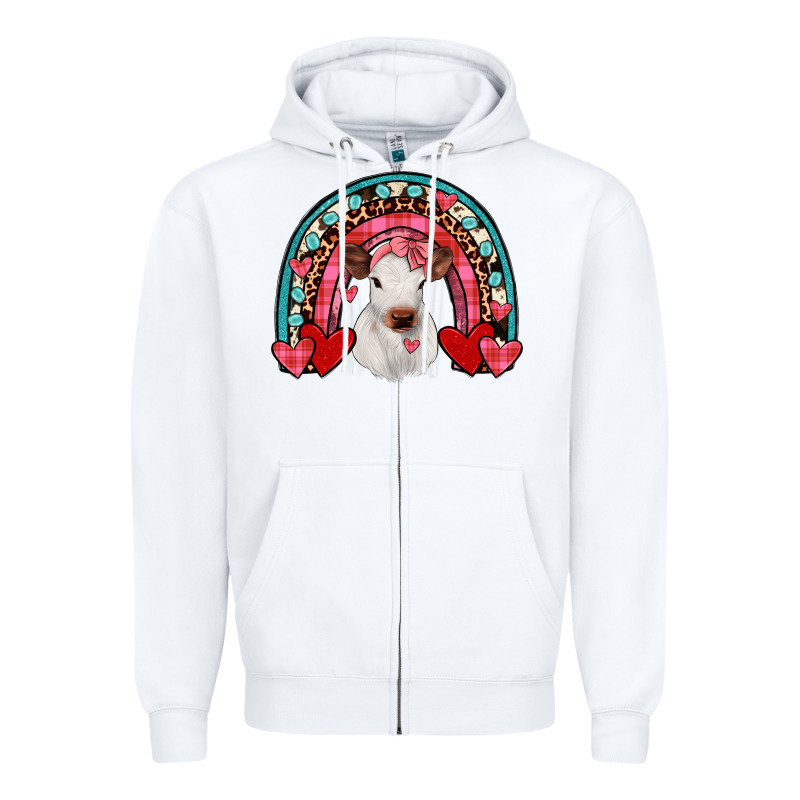 Valentines Heifer Rainbow Zipper Hoodie by JahusDesignShop | Teevron