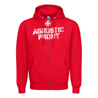 Red agnostic font Zipper Hoodie - artisFamous