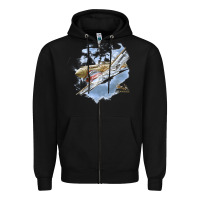 Black flying tigers Zipper Hoodie - artisFamous