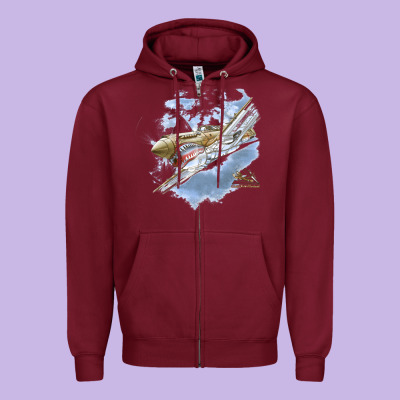 Flying Tigers Zipper Hoodie Designed By Artisfamous