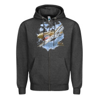 Charcoal Heather flying tigers Zipper Hoodie - artisFamous