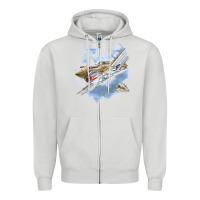 Dove Grey flying tigers Zipper Hoodie - artisFamous