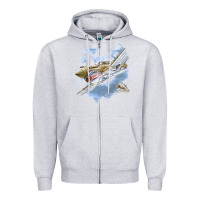 Heather Grey flying tigers Zipper Hoodie - artisFamous