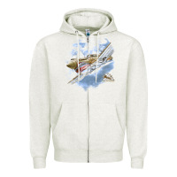 Oatmeal Heather flying tigers Zipper Hoodie - artisFamous