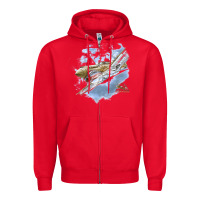 Red flying tigers Zipper Hoodie - artisFamous