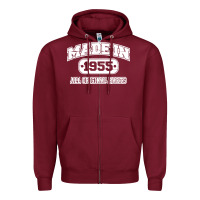 Burgundy made in 1955 funny vintage Zipper Hoodie - artisFamous