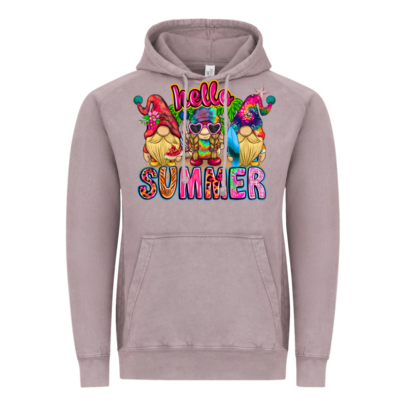 Hello Summer Gnome Vintage Hoodie by CowhideDigitalArt | Teevron