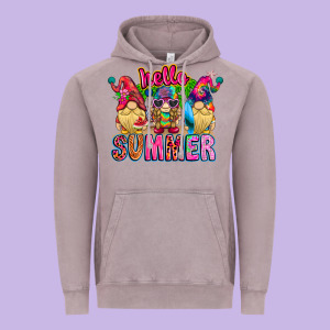 Hello Summer Gnome Vintage Hoodie Designed By Cowhidedigitalart