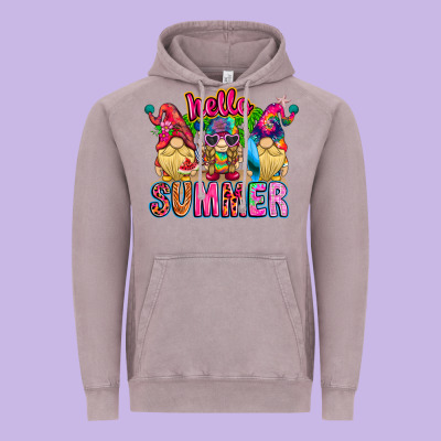 Hello Summer Gnome Vintage Hoodie Designed By Cowhidedigitalart
