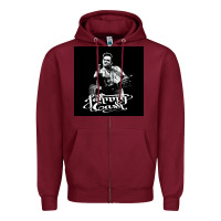 Burgundy Johnny Cash Music Zipper Hoodie - artisFamous