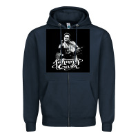Navy Johnny Cash Music Zipper Hoodie - artisFamous