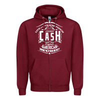 Burgundy Johnny Cash Music Zipper Hoodie - artisFamous