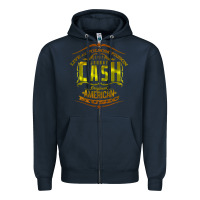 Navy Johnny Cash Music Zipper Hoodie - artisFamous