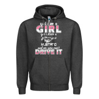 Charcoal Heather mustang i m a girl who drives a mustang Zipper Hoodie - artisFamous