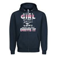 Navy mustang i m a girl who drives a mustang Zipper Hoodie - artisFamous