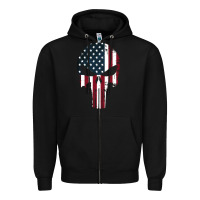 Black the punisher american flag Zipper Hoodie - artisFamous