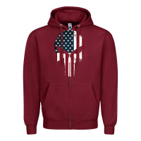 Burgundy the punisher american flag Zipper Hoodie - artisFamous