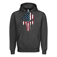 Charcoal Heather the punisher american flag Zipper Hoodie - artisFamous