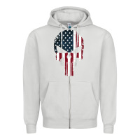Dove Grey the punisher american flag Zipper Hoodie - artisFamous