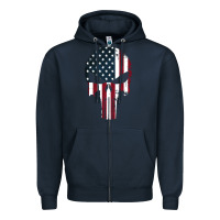 Navy the punisher american flag Zipper Hoodie - artisFamous