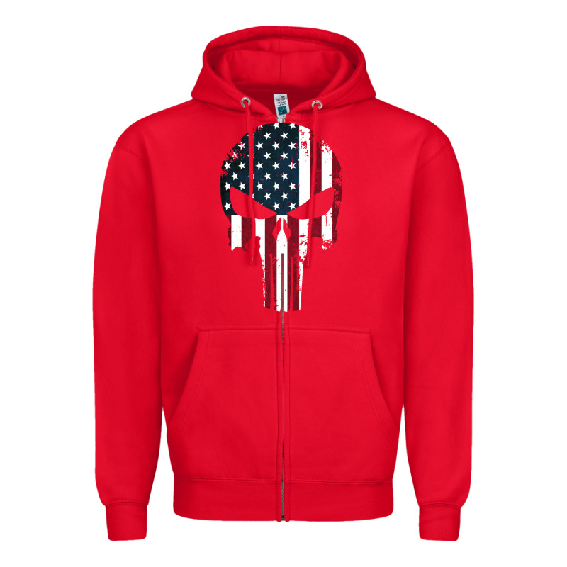 The Punisher American Flag Zipper Hoodie by artisFamous | Teevron