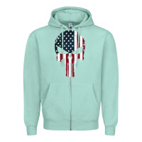 Seafoam the punisher american flag Zipper Hoodie - artisFamous