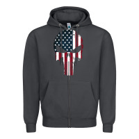 Smoke the punisher american flag Zipper Hoodie - artisFamous