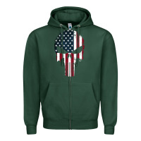 Sports Green the punisher american flag Zipper Hoodie - artisFamous