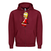 Burgundy Homer Claus Christmas Zipper Hoodie - artisFamous