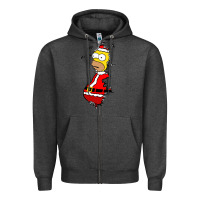 Charcoal Heather Homer Claus Christmas Zipper Hoodie - artisFamous