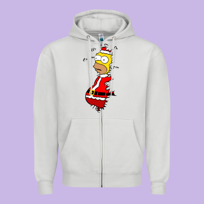 Homer Claus Christmas Zipper Hoodie Designed By Artisfamous