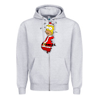 Heather Grey Homer Claus Christmas Zipper Hoodie - artisFamous