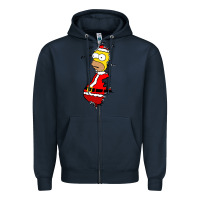 Navy Homer Claus Christmas Zipper Hoodie - artisFamous