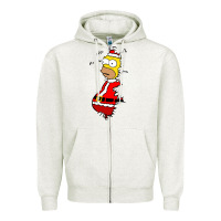 Oatmeal Heather Homer Claus Christmas Zipper Hoodie - artisFamous