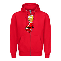 Red Homer Claus Christmas Zipper Hoodie - artisFamous