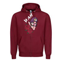 Burgundy waluigi voice ( wah ) Zipper Hoodie - artisFamous