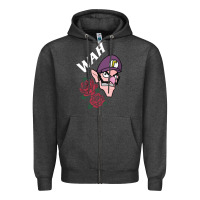 Charcoal Heather waluigi voice ( wah ) Zipper Hoodie - artisFamous