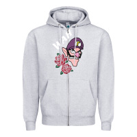 Heather Grey waluigi voice ( wah ) Zipper Hoodie - artisFamous